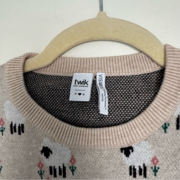 Twik Beige and Black Patterned Crewneck Sweater - Picture 2 of 3